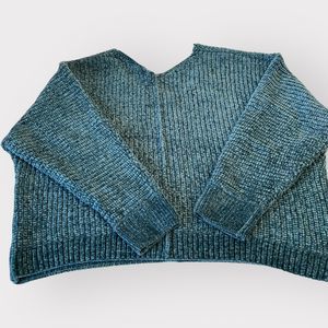 Pink Rose Teal Sweater Size Large Cozy & Soft